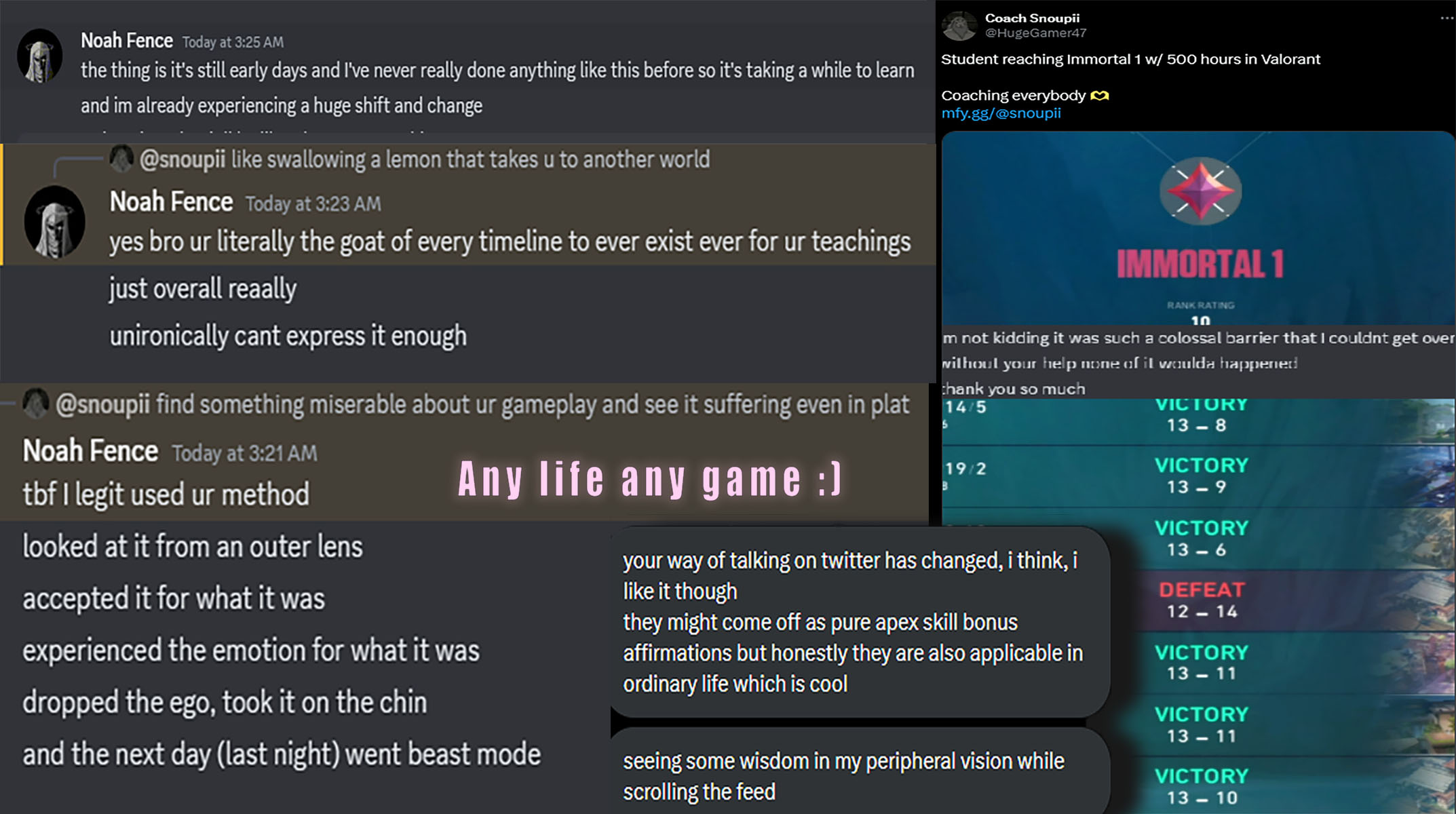 Messages from students: any life, any game